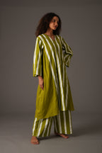 Purple Stripe V-Neck Dress Co-ord