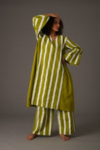 Purple Stripe V-Neck Dress Co-ord