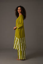 Purple Bright white stripe dress With Pant and Scarff