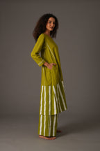 Purple Bright white stripe dress With Pant and Scarff