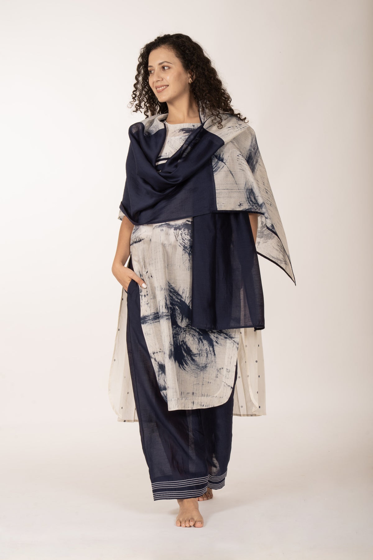 Indigo Bloom Kurta Set Co-ord
