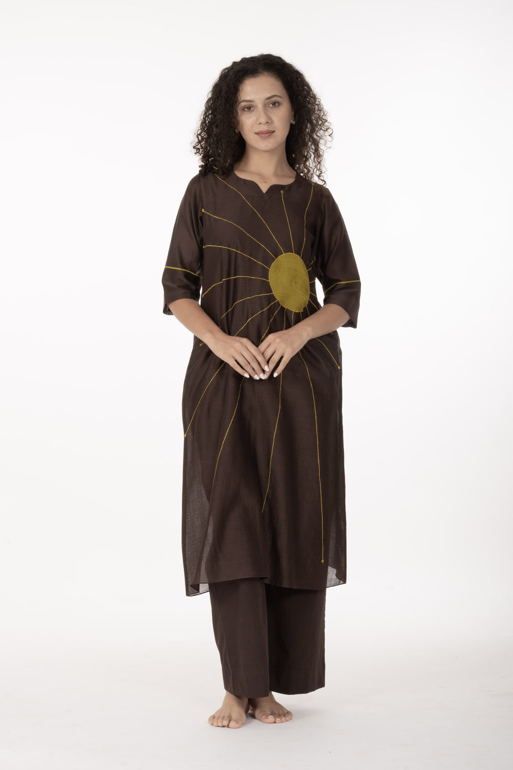Cocoa Thread Art Dress with Bottom