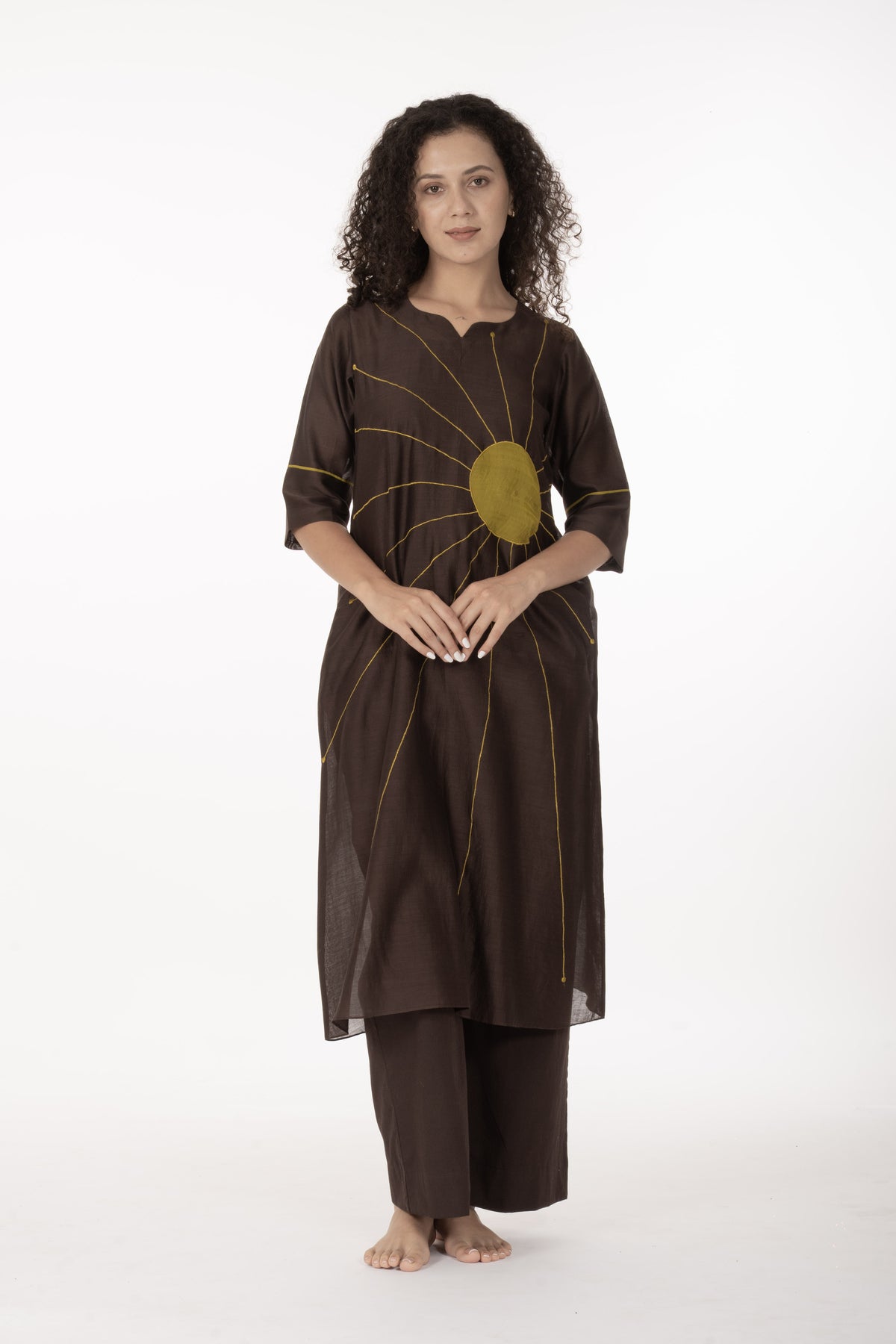 Cocoa Thread Art Dress with Bottom