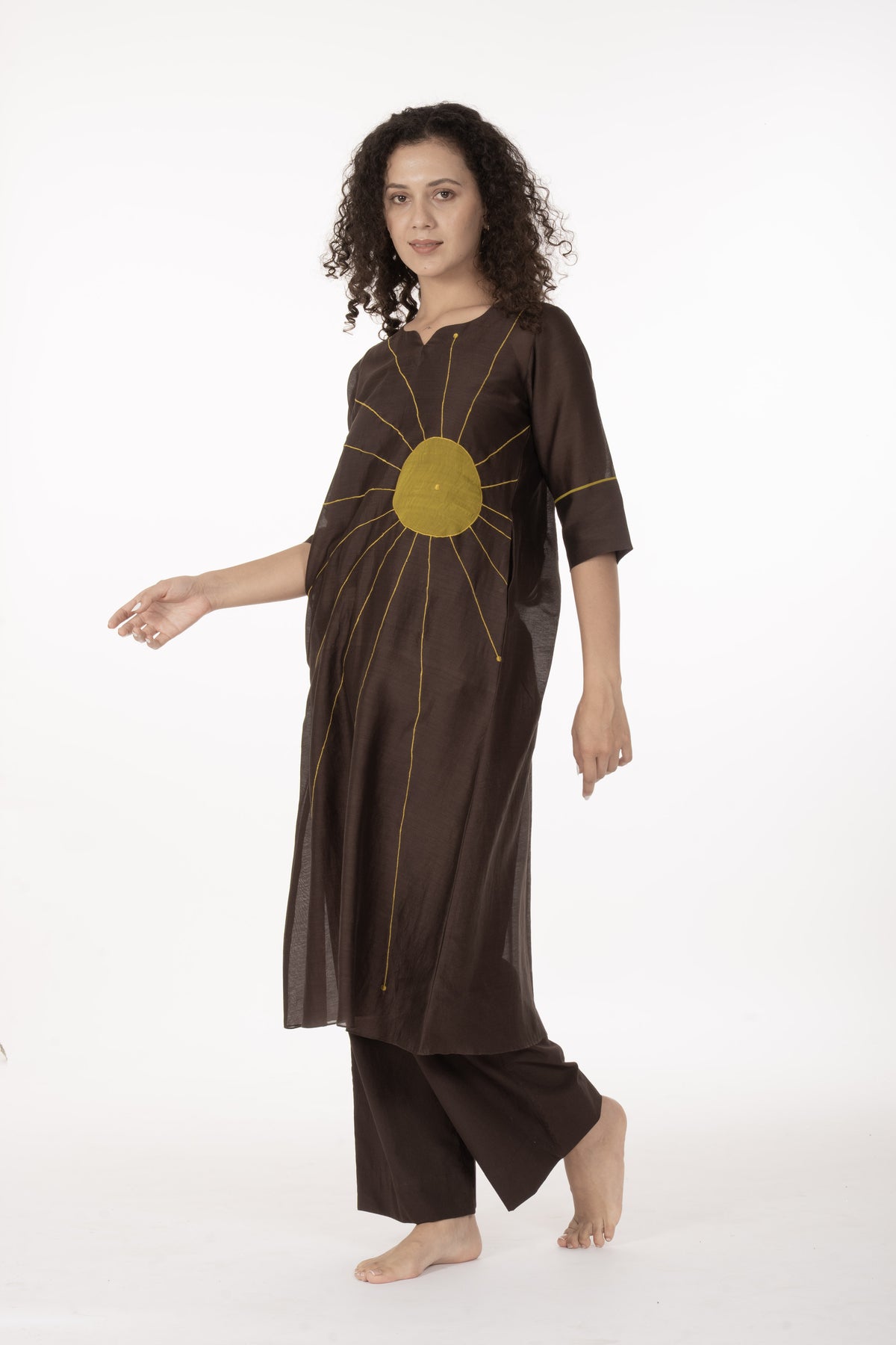 Cocoa Thread Art Dress with Bottom