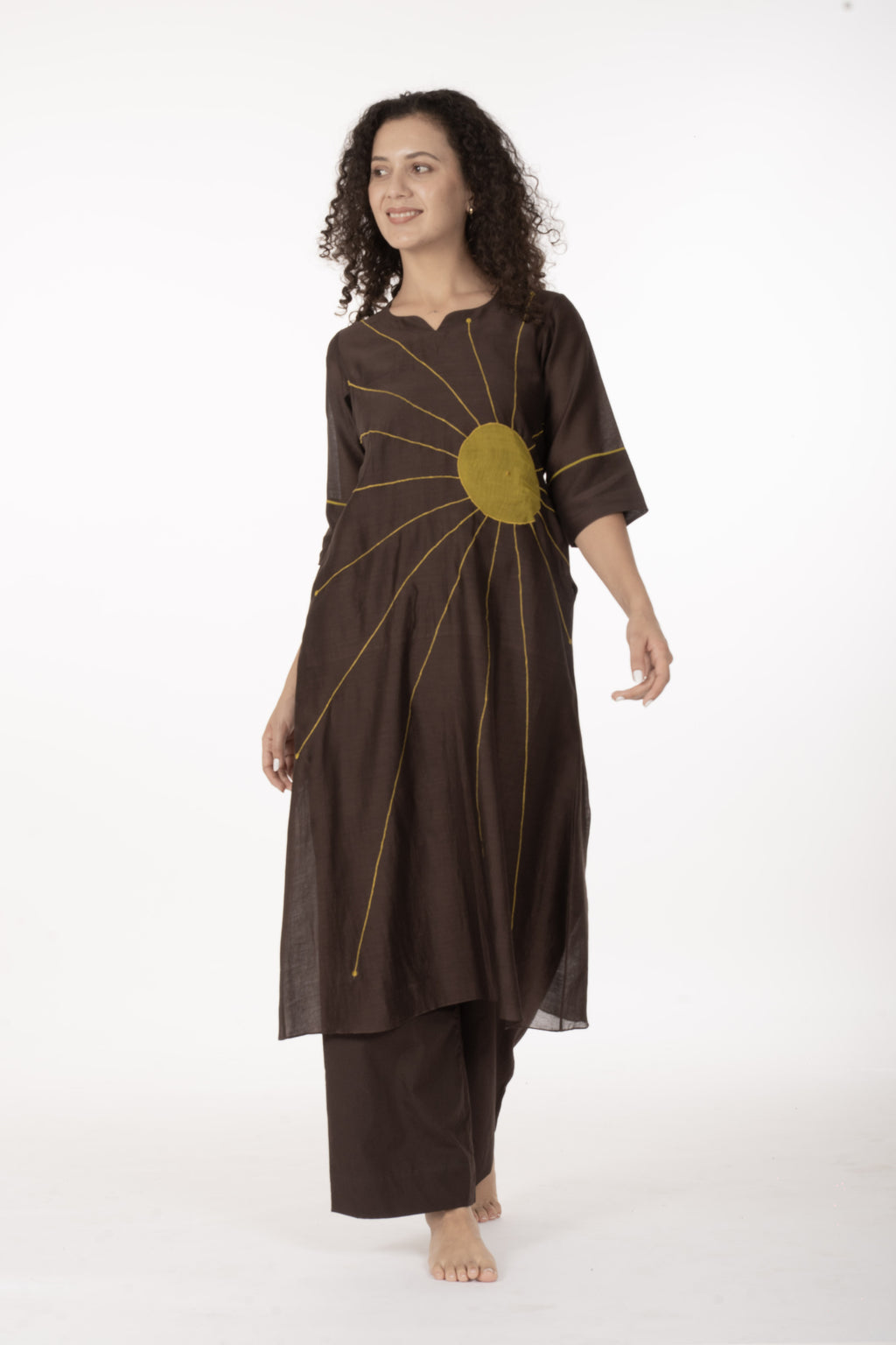 Cocoa Thread Art Dress with Bottom