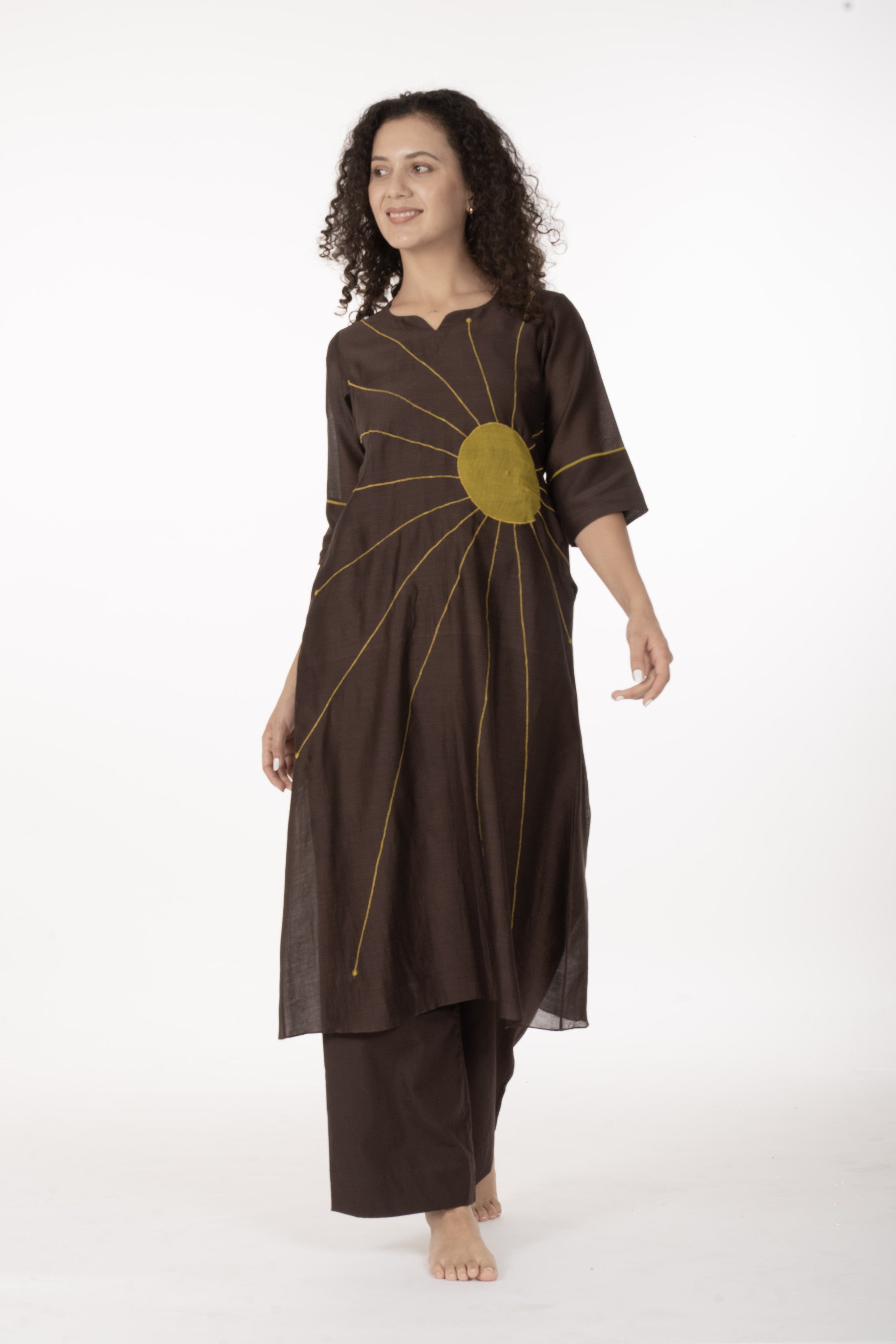 Cocoa Thread Art Dress with Bottom