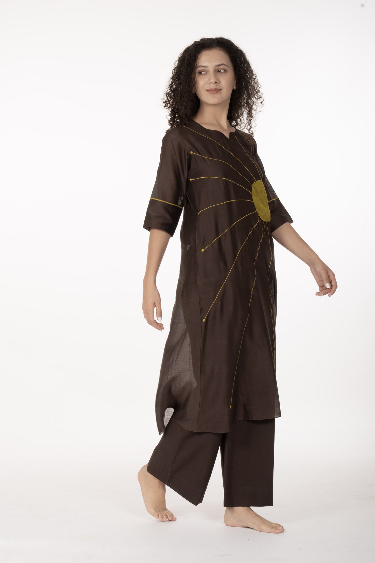 Cocoa Thread Art Dress with Bottom