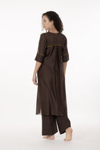 Cocoa Thread Art Dress with Bottom