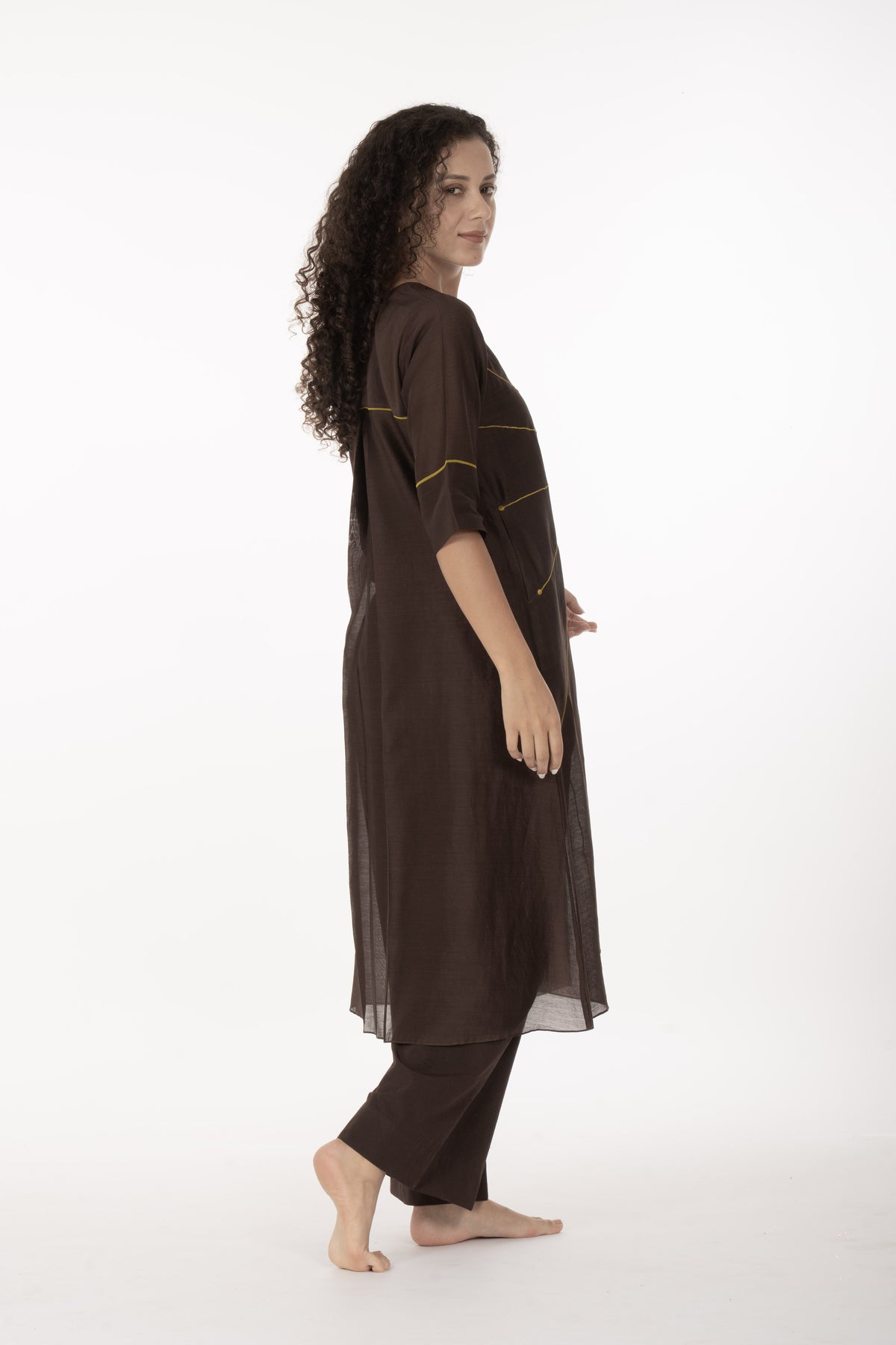Cocoa Thread Art Dress with Bottom
