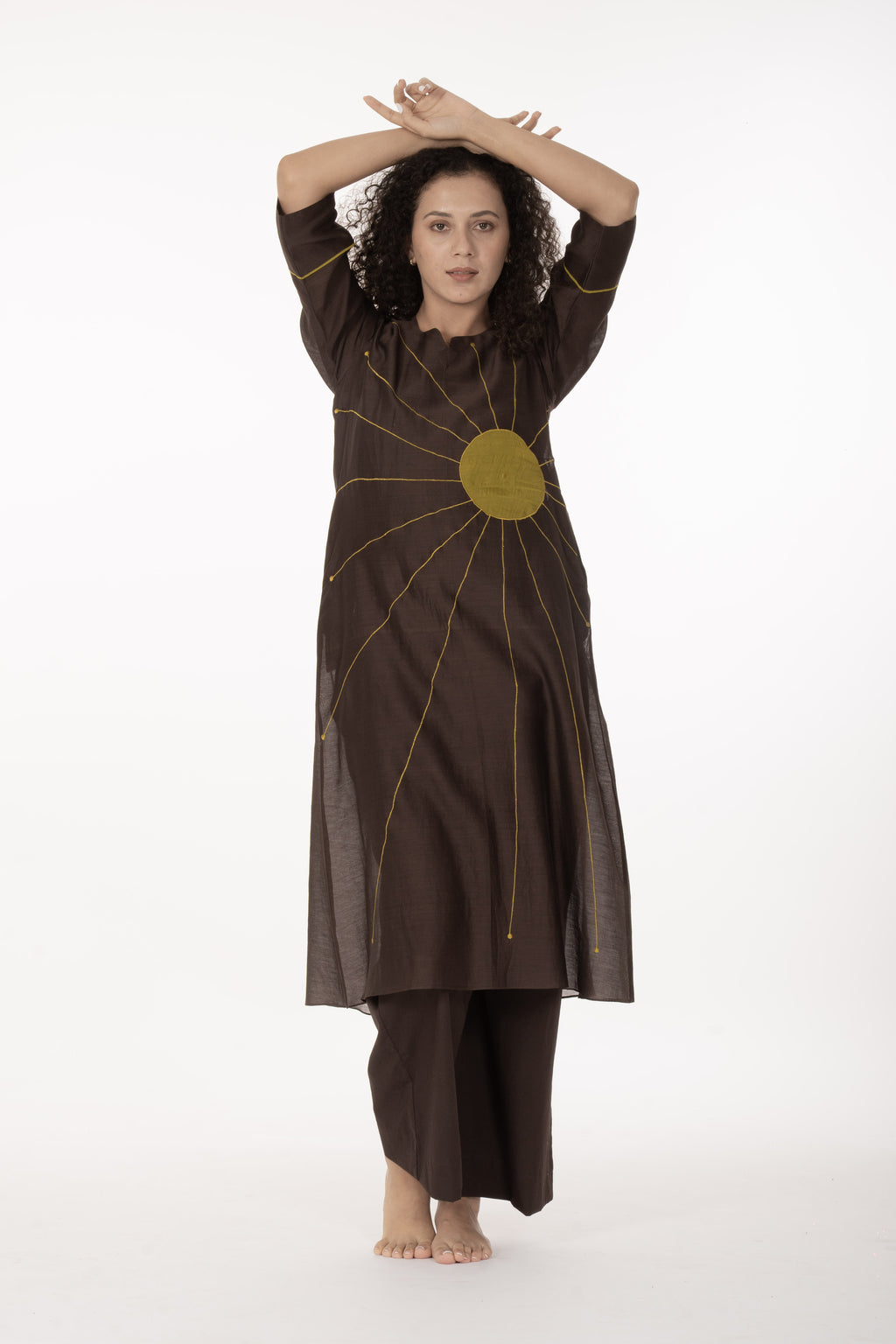 Cocoa Thread Art Dress with Bottom