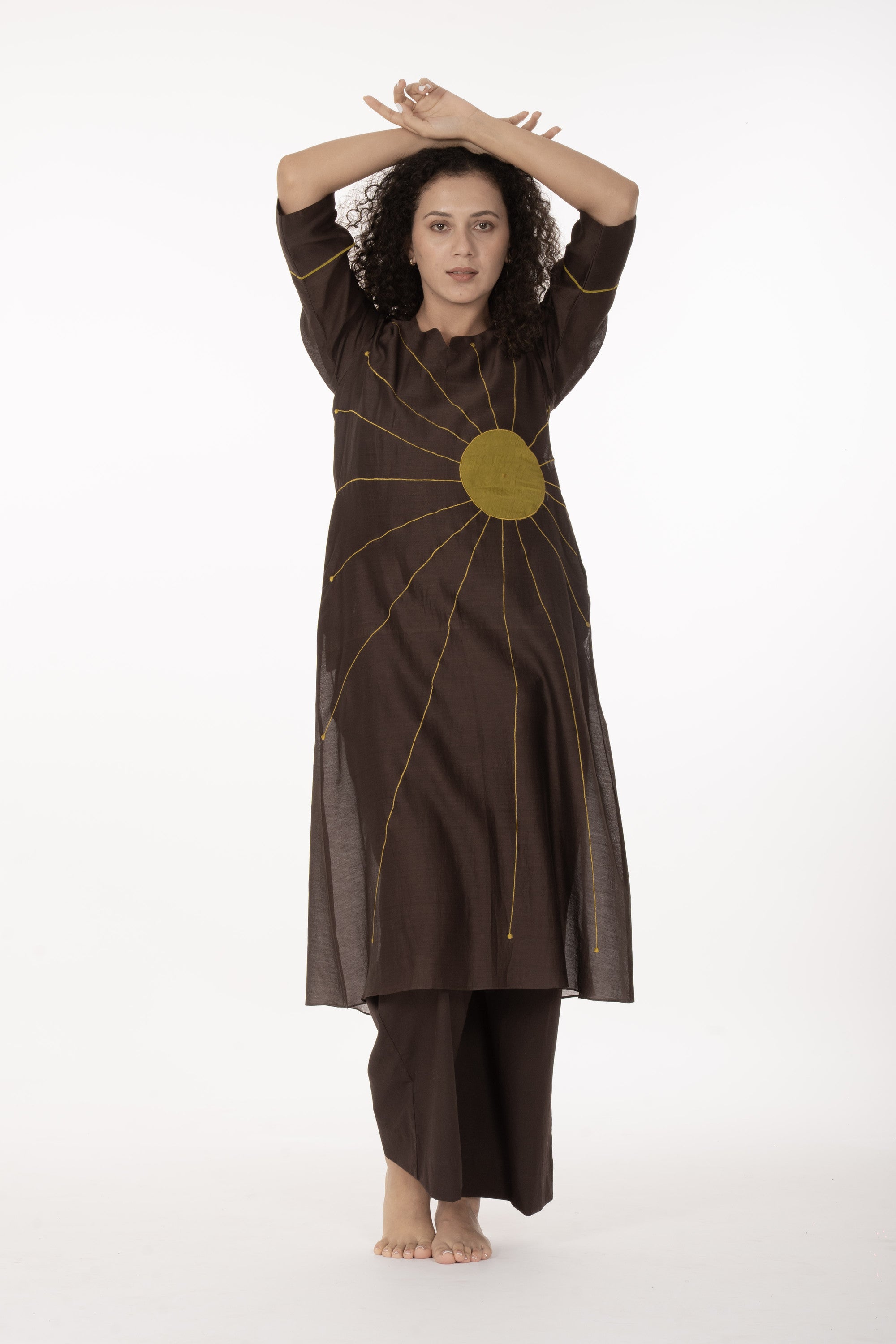 Cocoa Thread Art Dress with Bottom