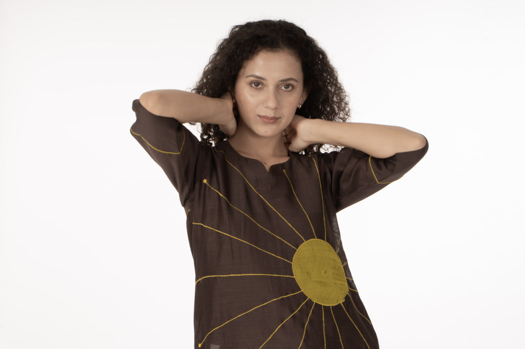 Cocoa Thread Art Dress with Bottom