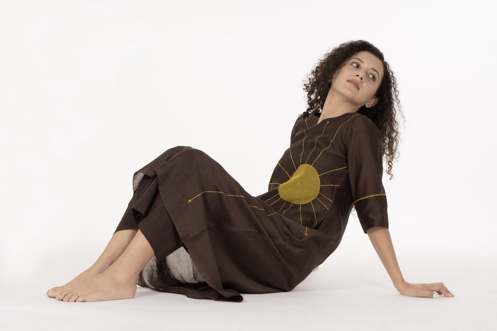 Cocoa Thread Art Dress with Bottom