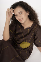 Cocoa Thread Art Dress with Bottom