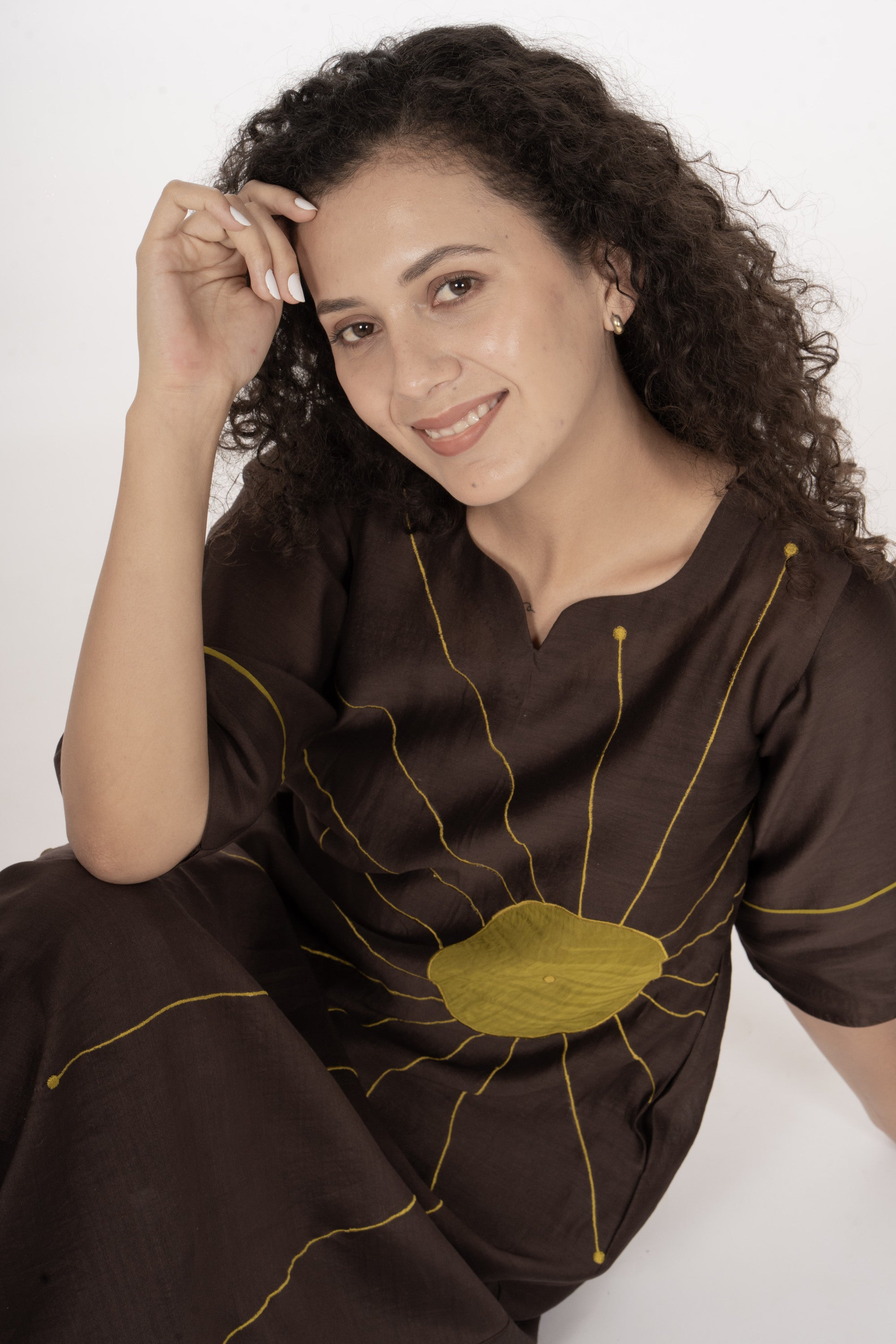 Cocoa Thread Art Dress with Bottom