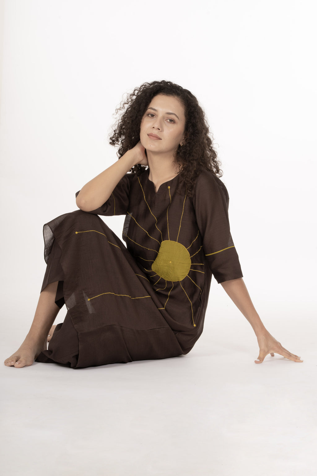 Cocoa Thread Art Dress with Bottom