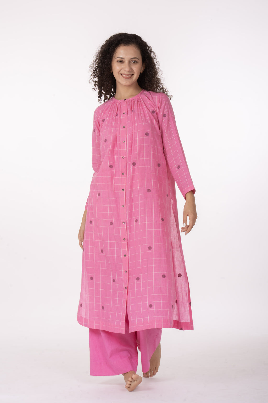 Ros�� Check Midi Dress with Bottom