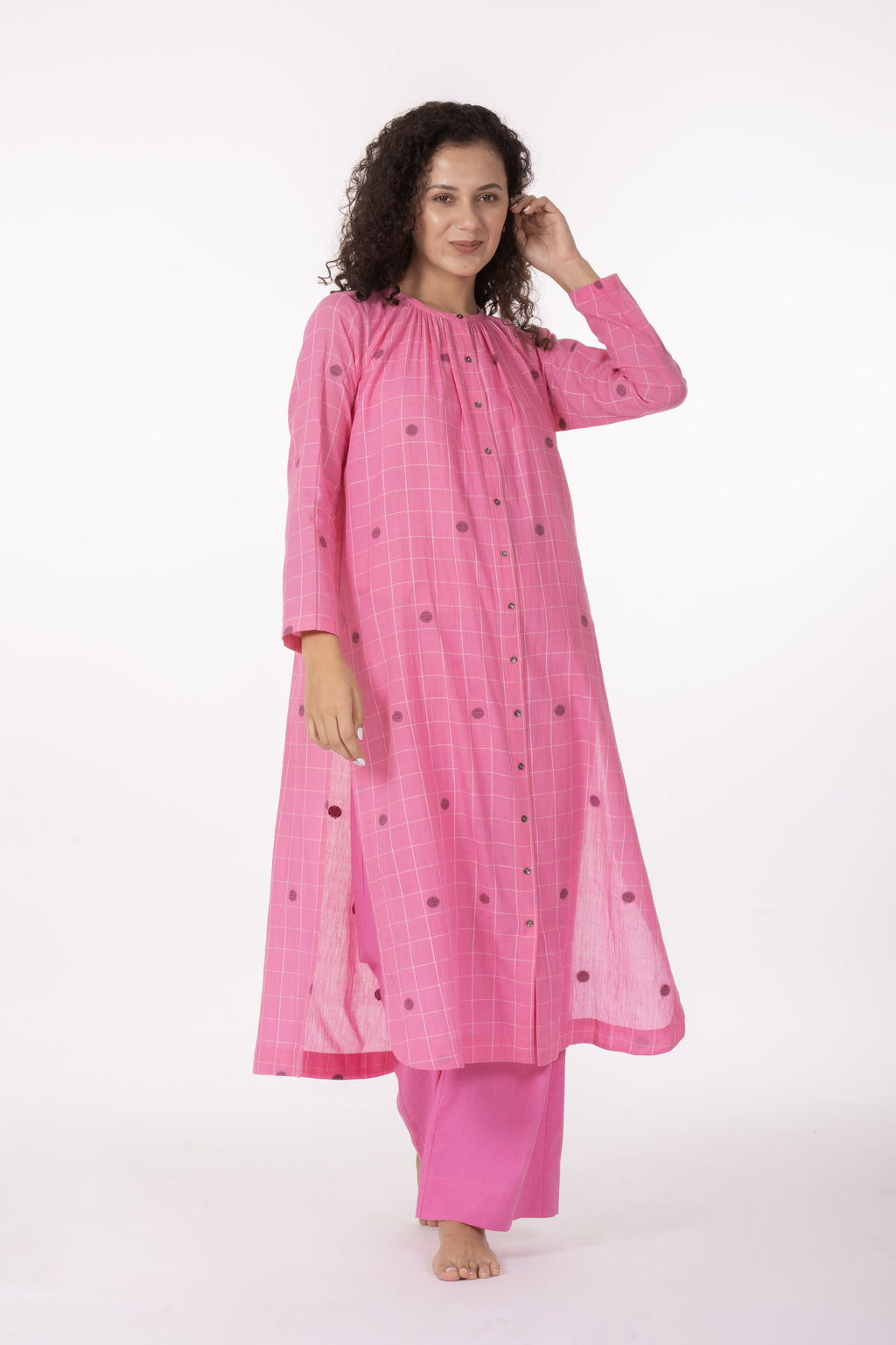 Ros�� Check Midi Dress with Bottom
