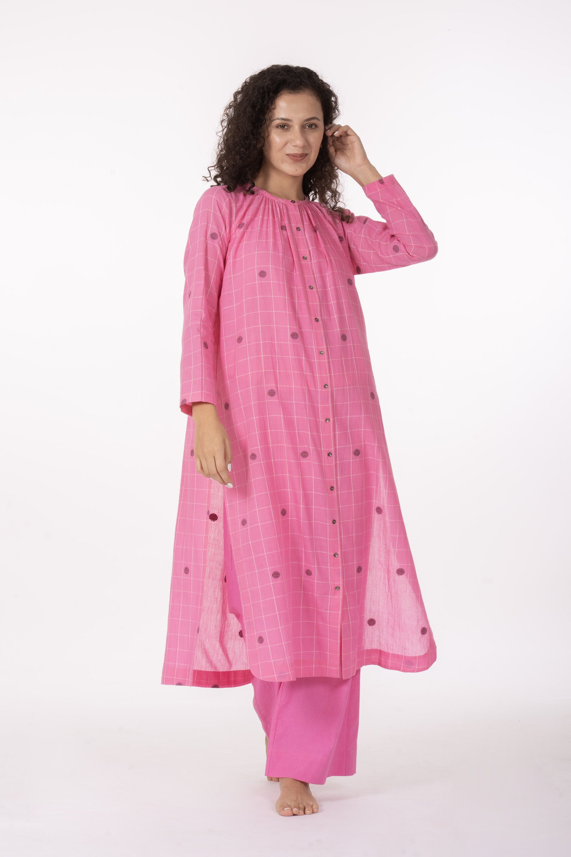 Ros�� Check Midi Dress with Bottom