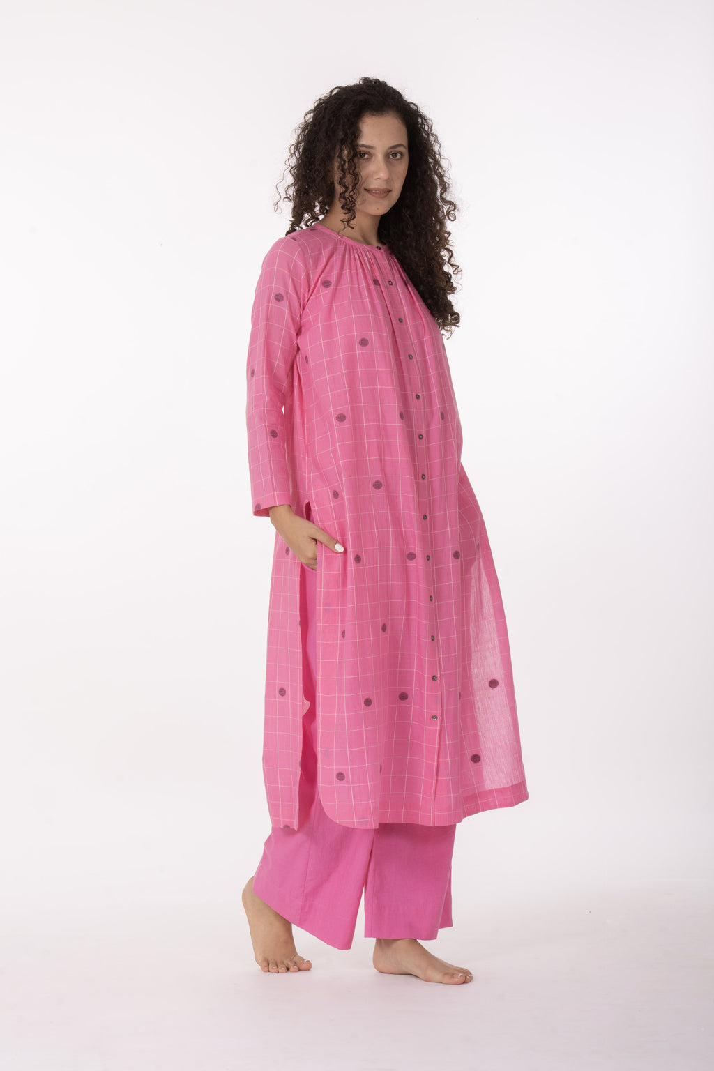 Ros�� Check Midi Dress with Bottom