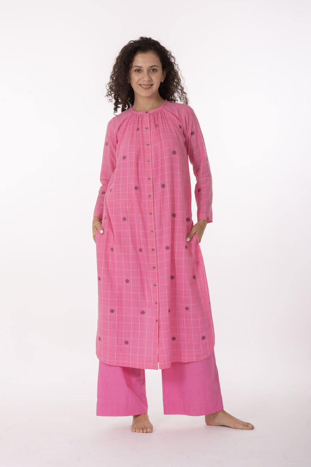 Ros�� Check Midi Dress with Bottom