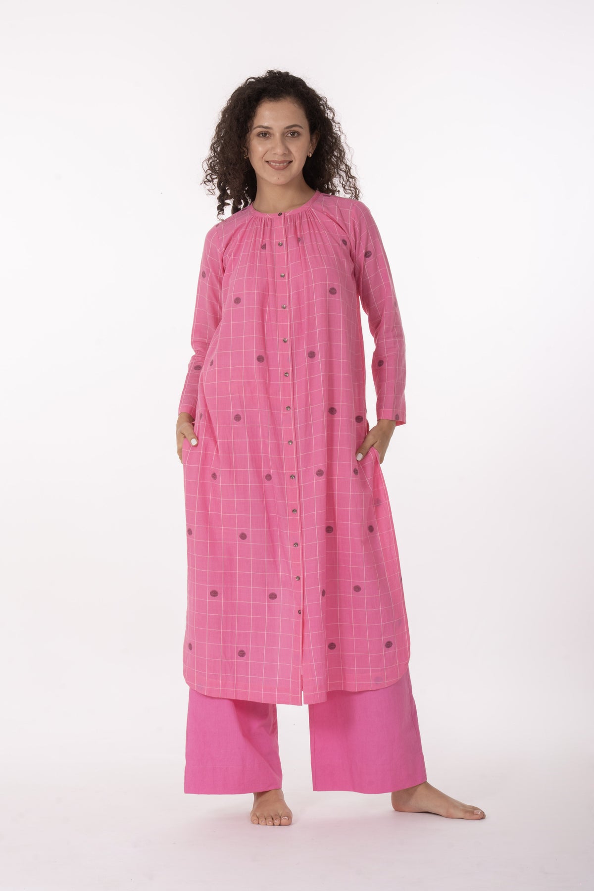 Ros�� Check Midi Dress with Bottom
