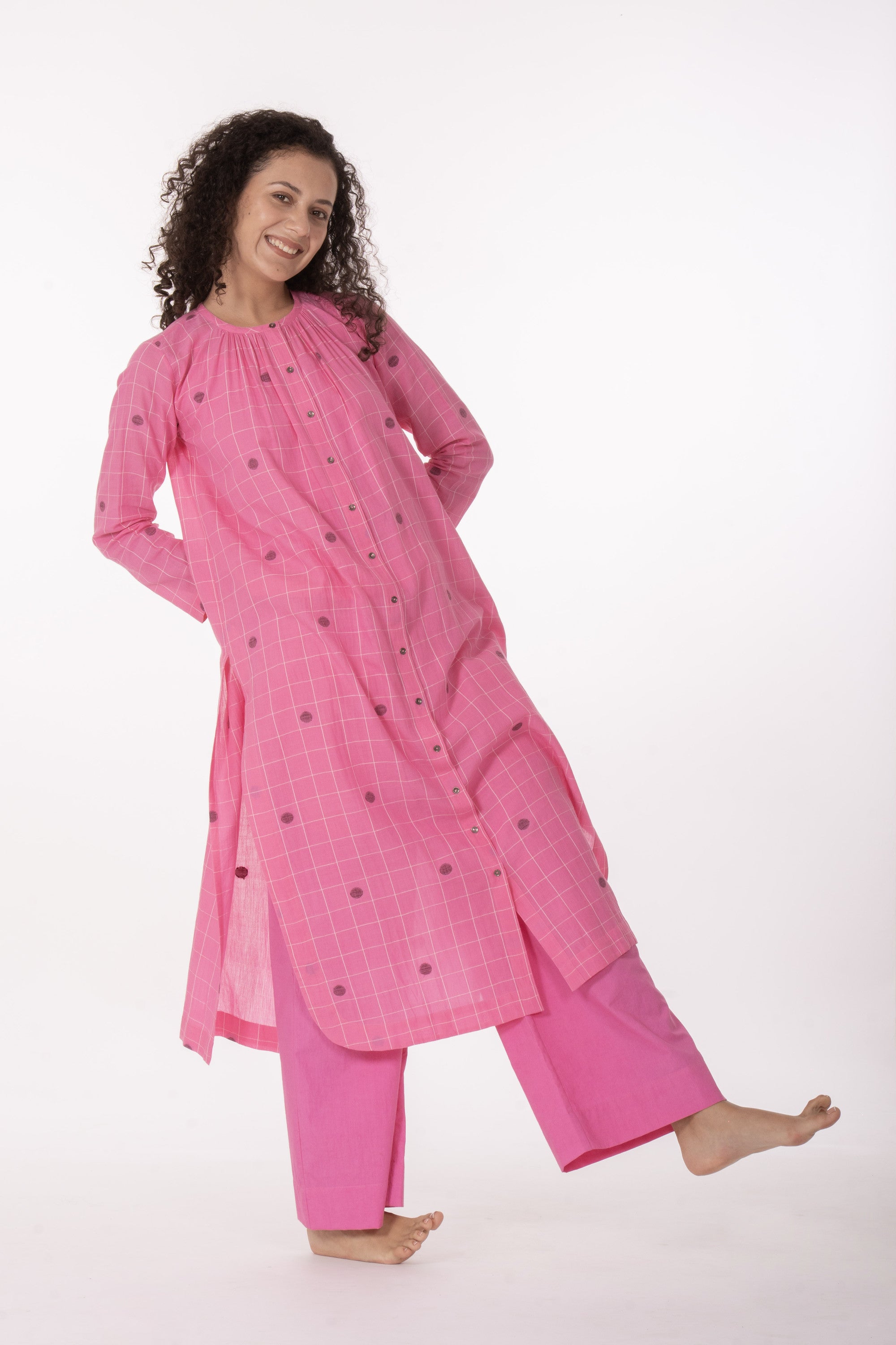 Ros�� Check Midi Dress with Bottom