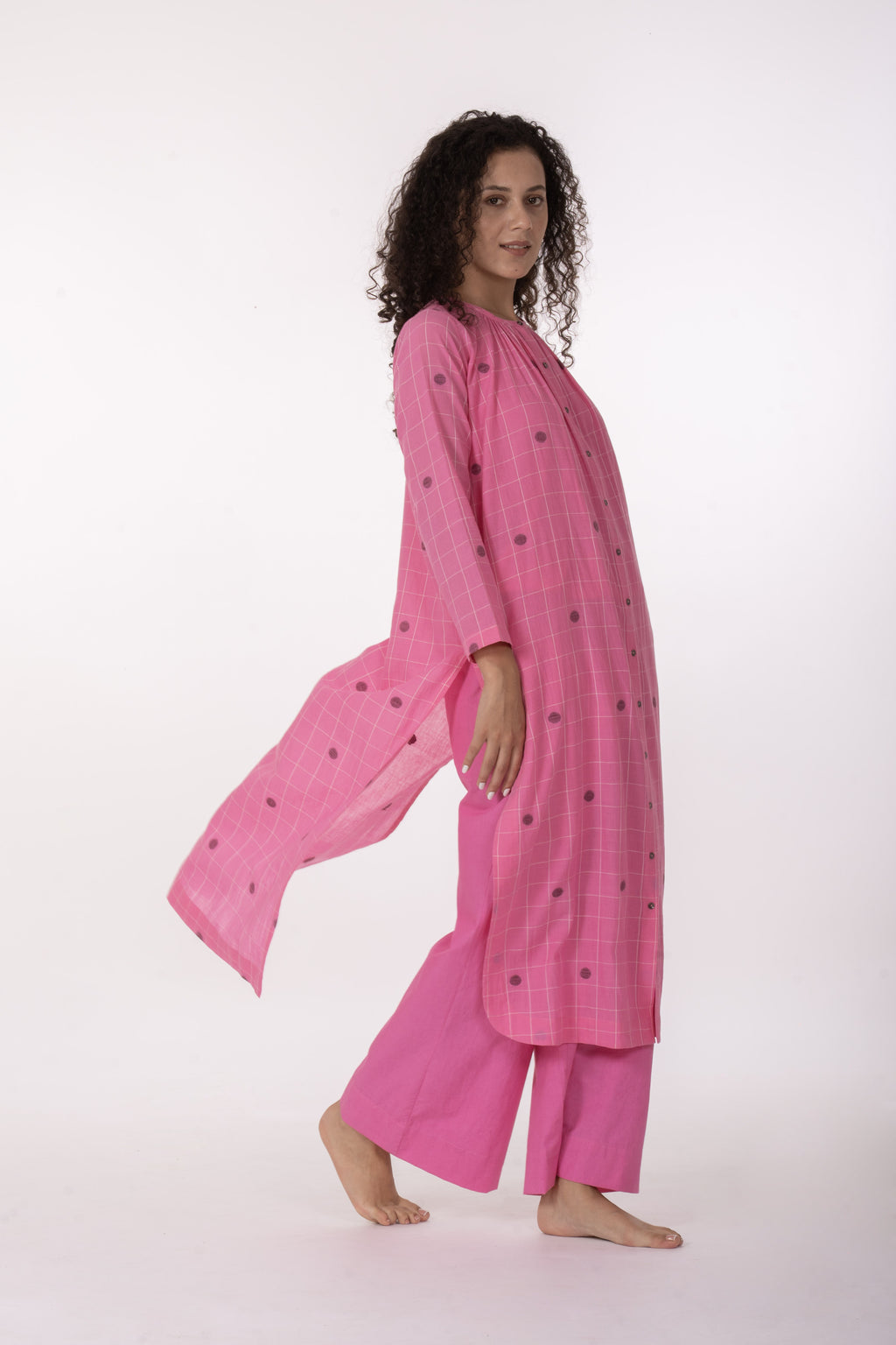 Ros�� Check Midi Dress with Bottom