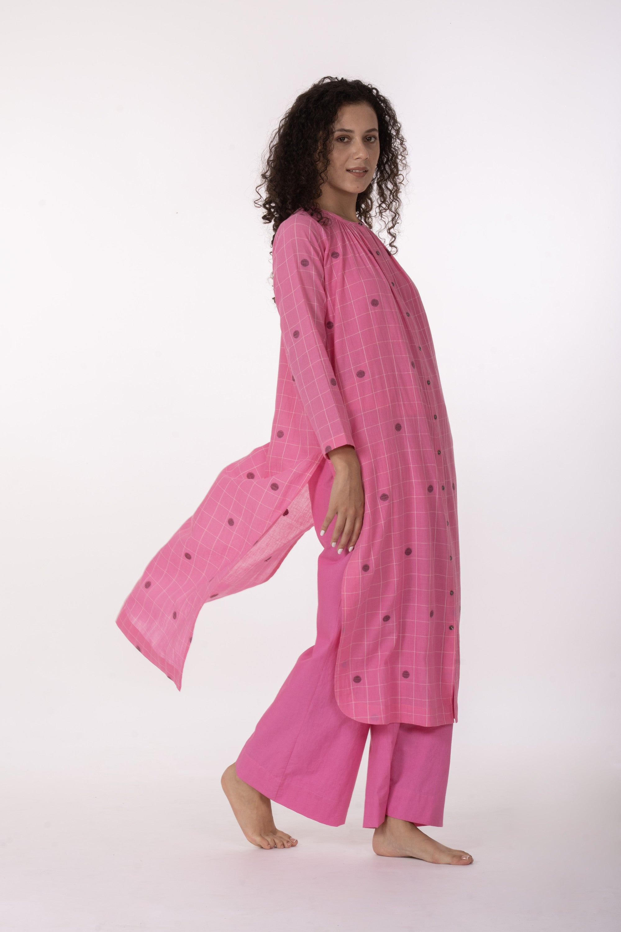 Ros�� Check Midi Dress with Bottom