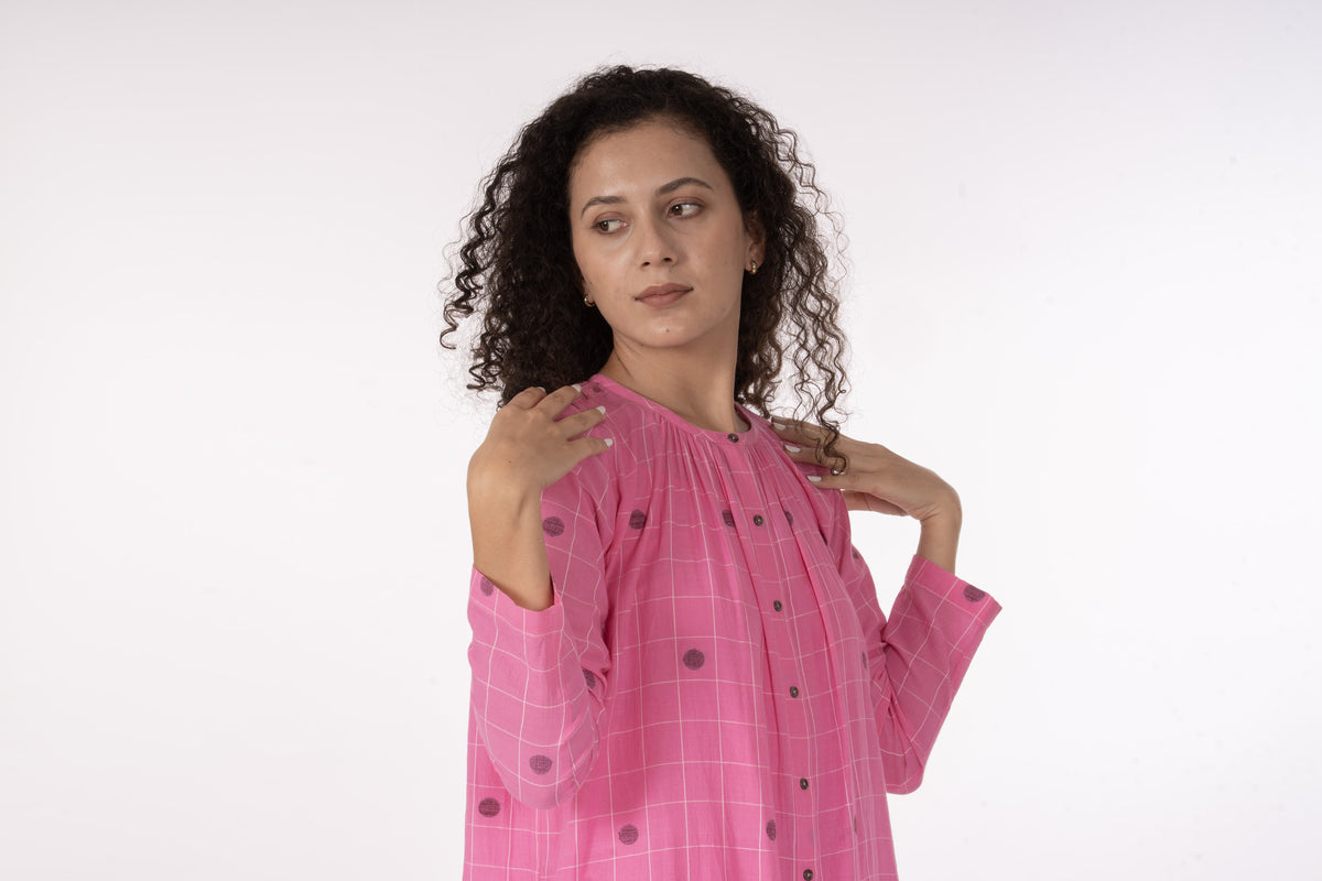 Ros�� Check Midi Dress with Bottom