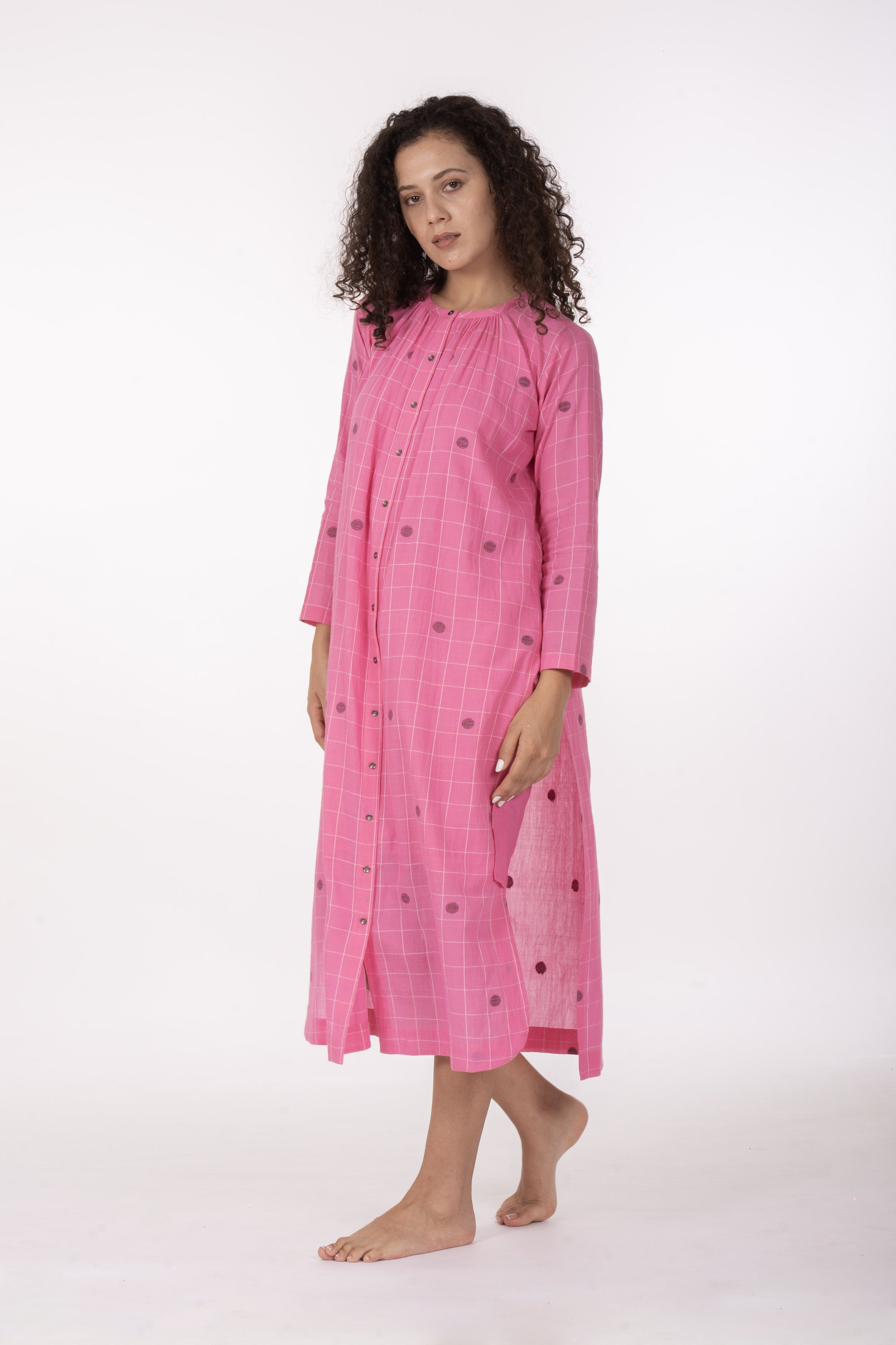 Ros�� Check Midi Dres
