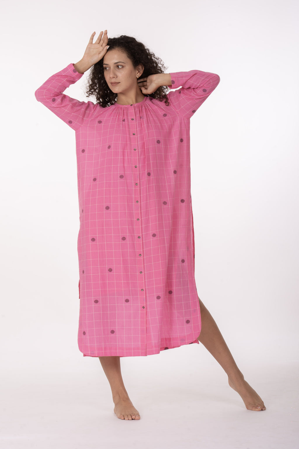 Ros�� Check Midi Dres