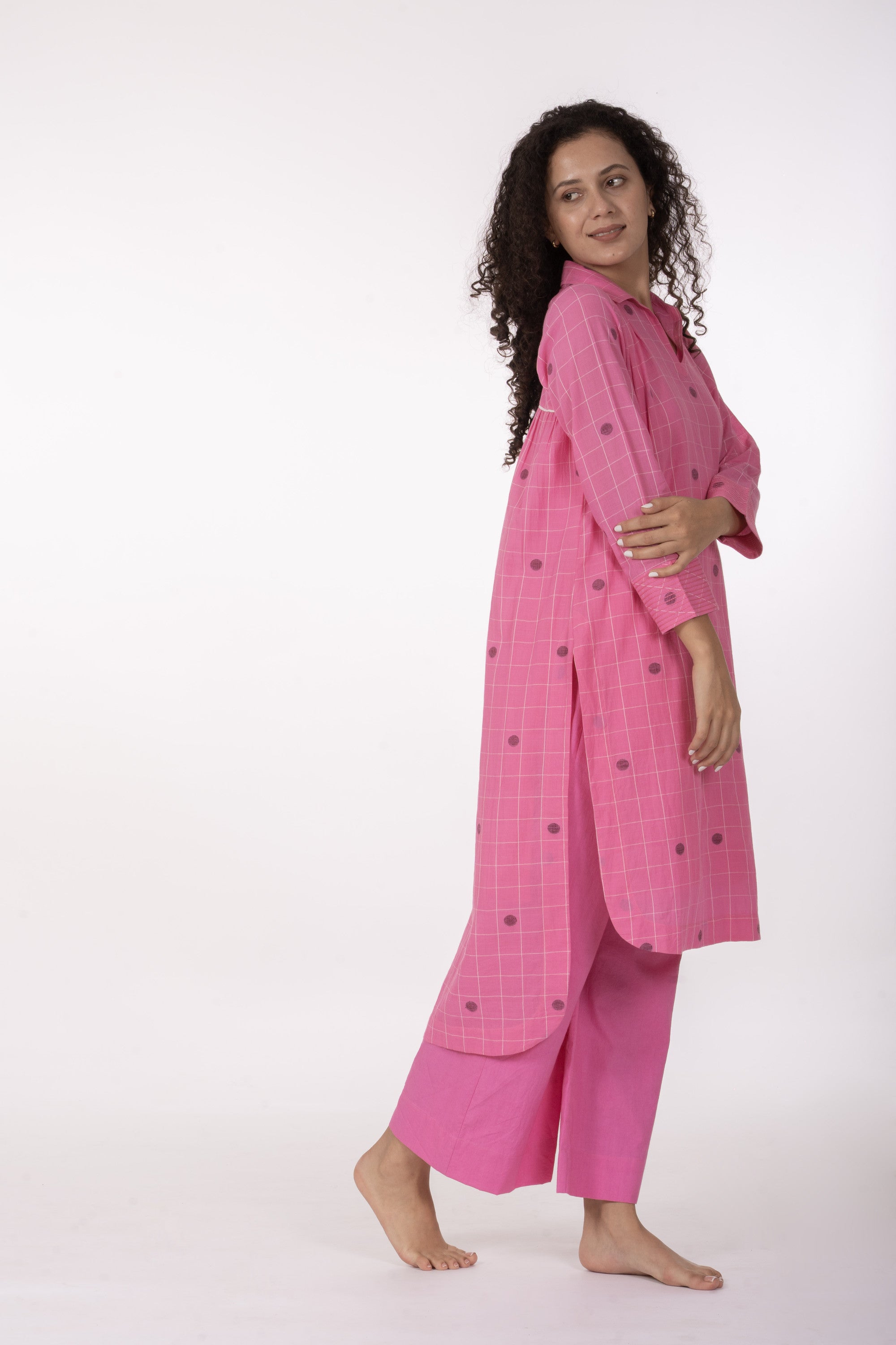 Pink Gather's Dusk Dress with Bottom