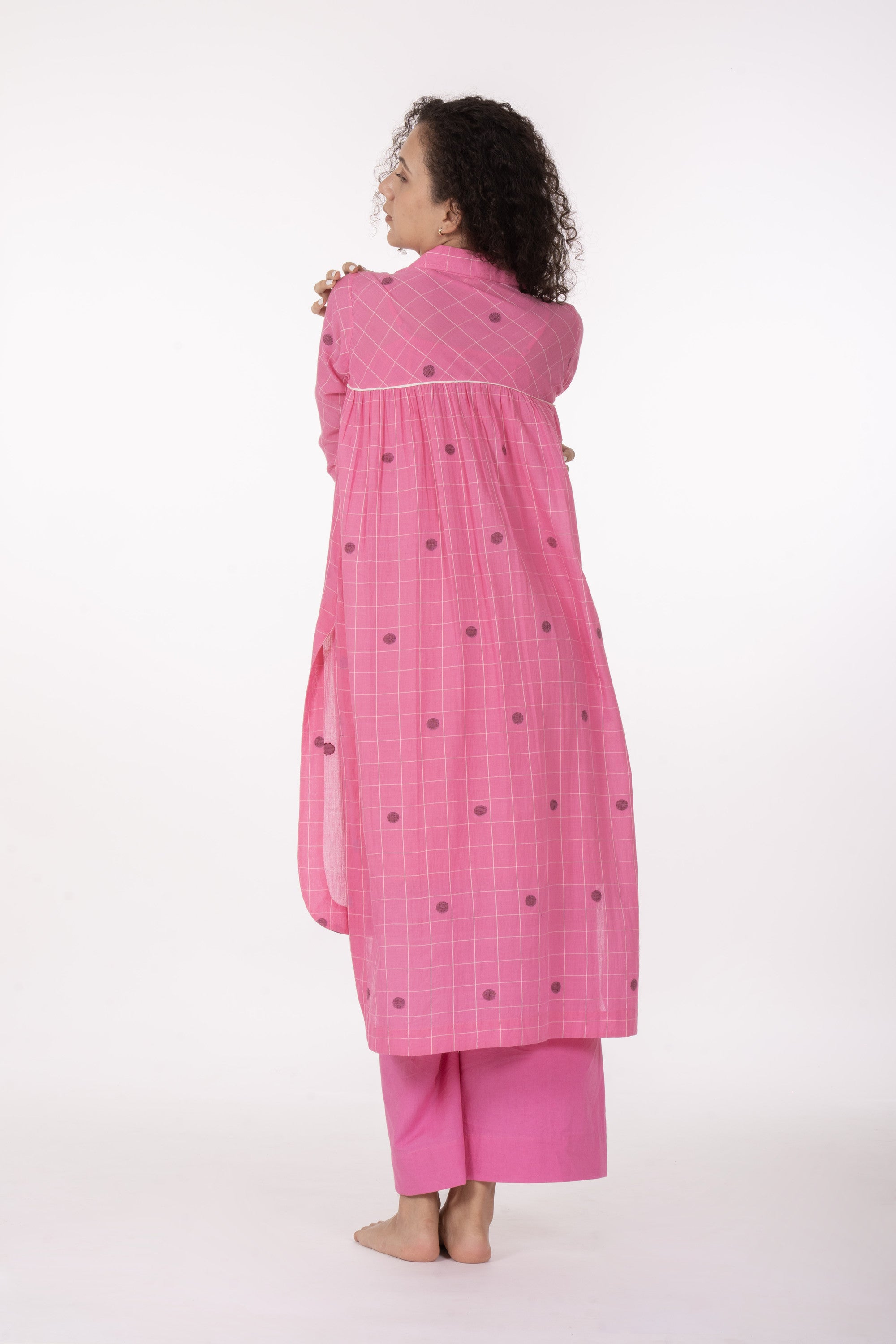 Pink Gather's Dusk Dress with Bottom
