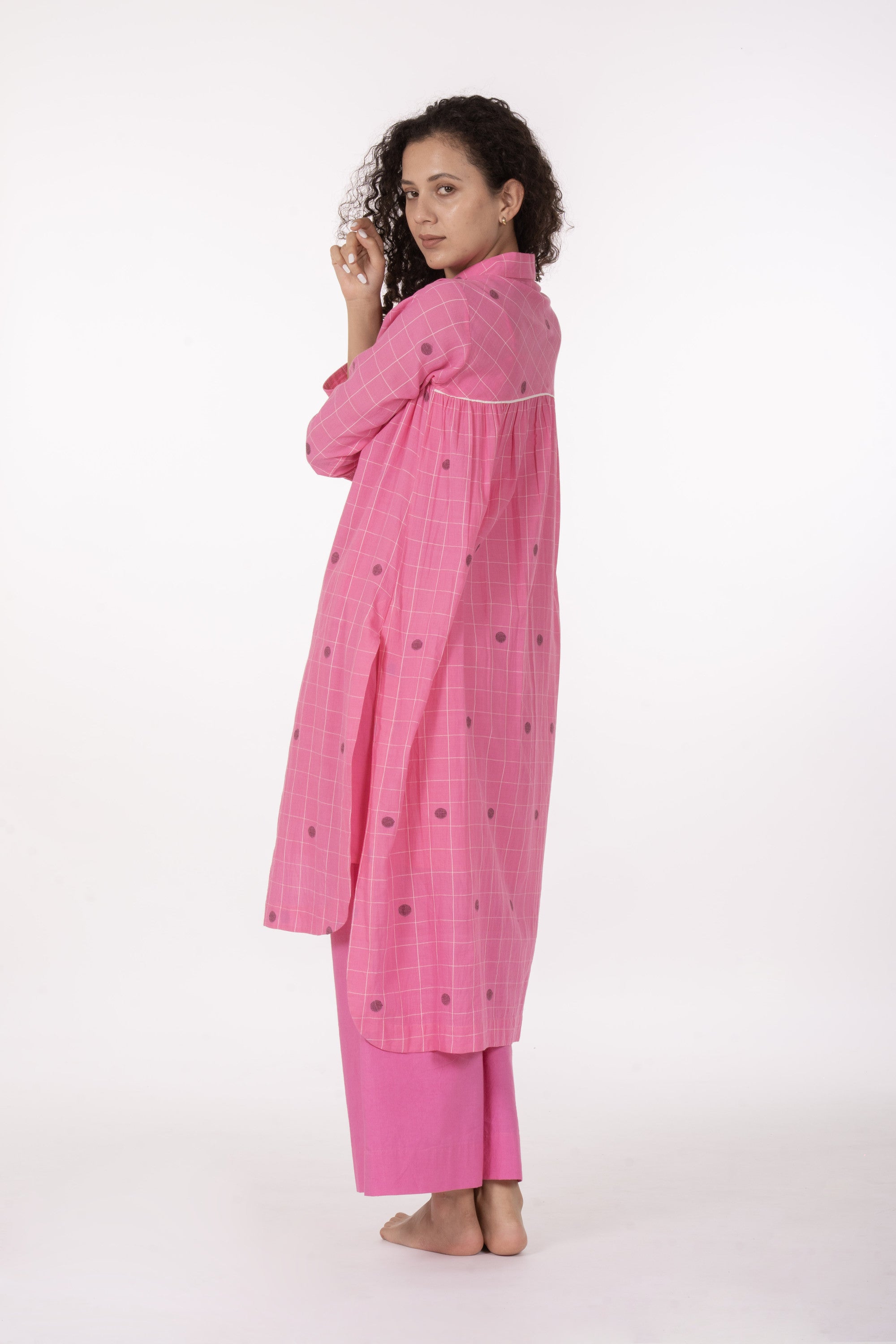 Pink Gather's Dusk Dress with Bottom
