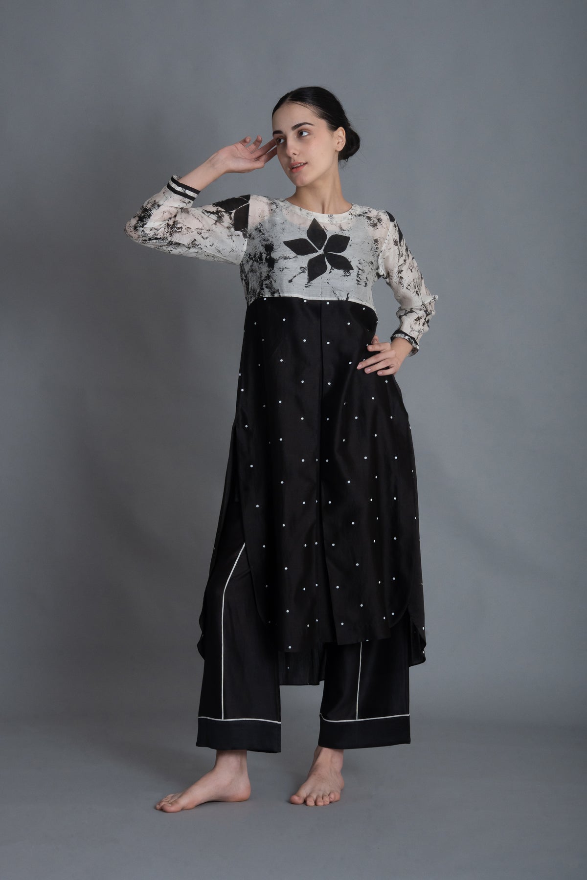 E-Mint Embroidery Dress Co-ord with Scraff