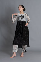 Black Textured Print Dress Co-ord