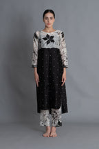 Black Textured Print Dress Co-ord