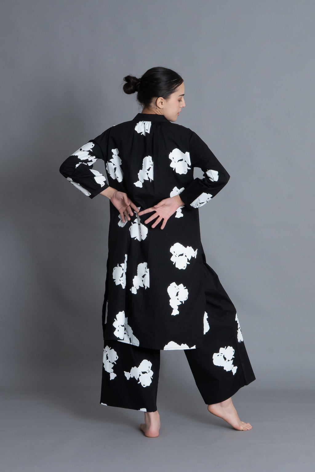 Black Floral Printed Dress Co-ord