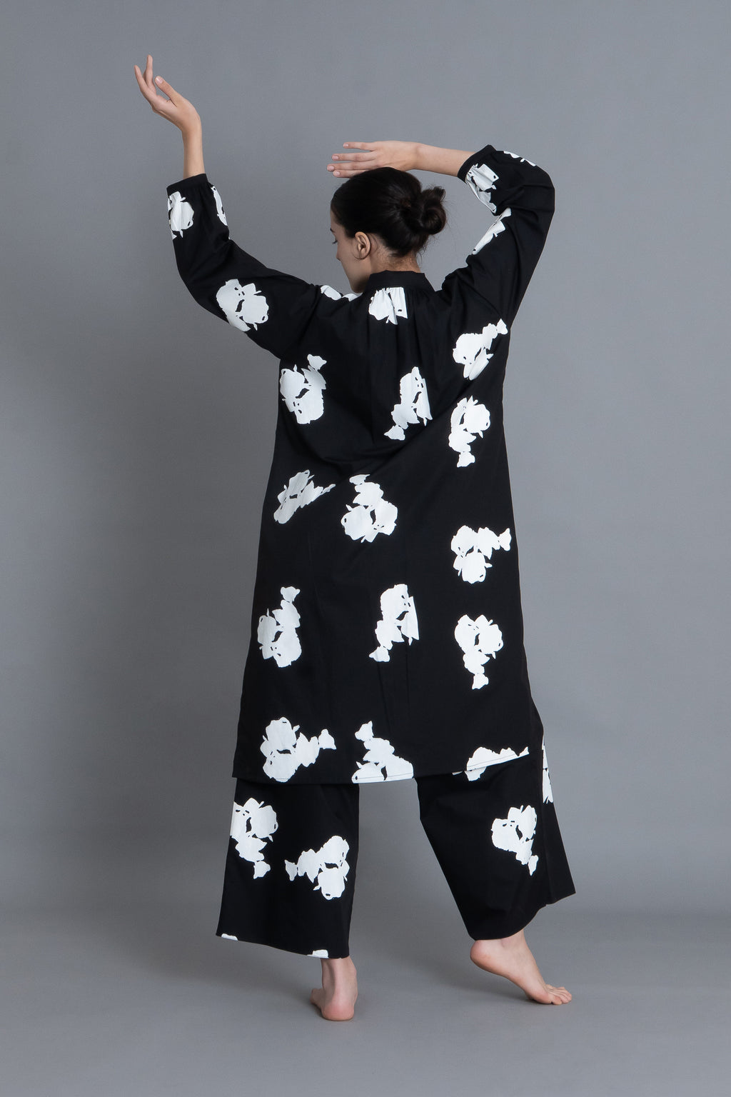 Black Floral Printed Dress Co-ord