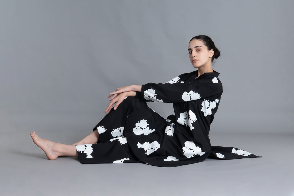 Black Floral Printed Dress Co-ord