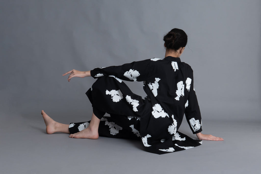 Black Floral Printed Dress Co-ord