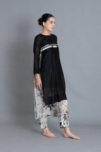 Black Textured Pleated Dress Co-ord