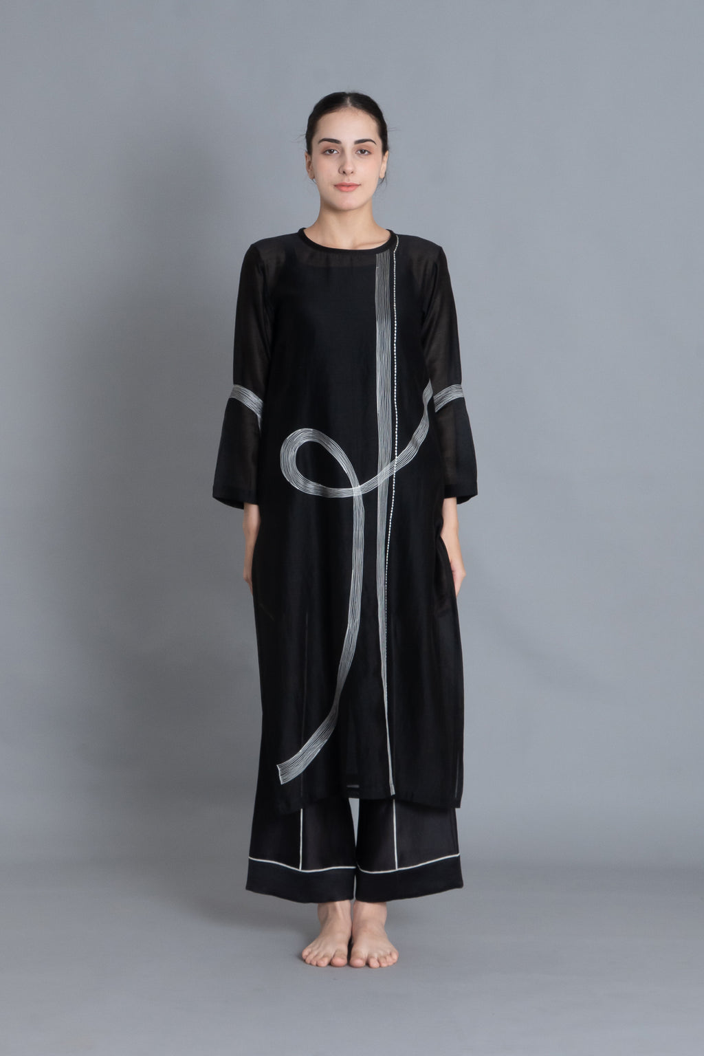 Khat Pantone Embroidered Dress Co-ord with Scraff