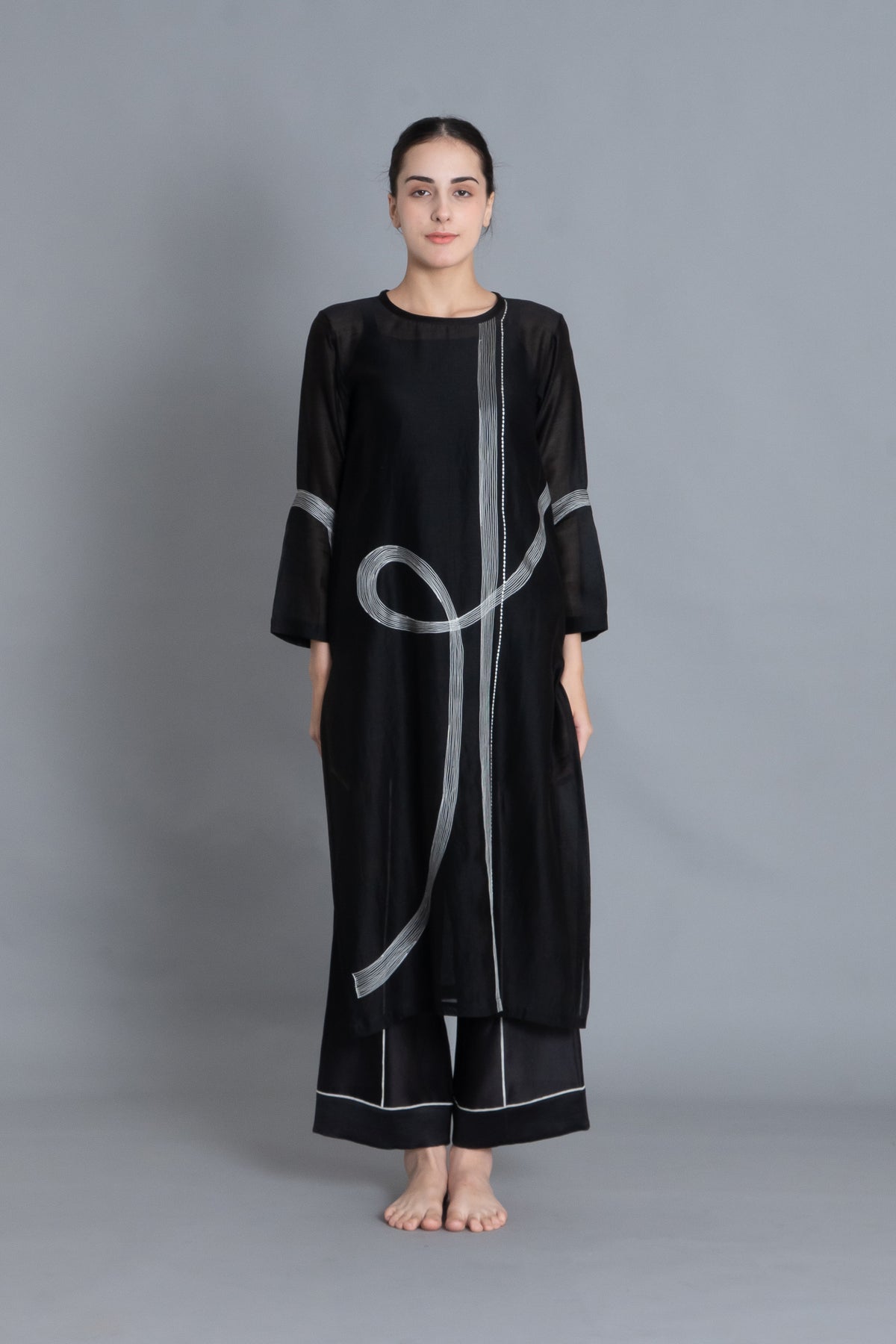 Khat Pantone Embroidered Dress Co-ord with Scraff