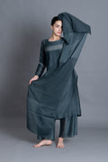 E-Mint Embroidery Dress with Embroidried Bottom Co-ord