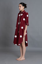 Crimson Embroidered Polka Shirt