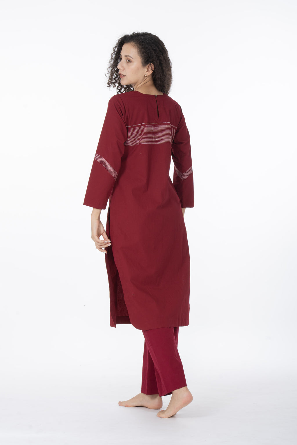 Maroon Grace Embroidery Dress Co-ord