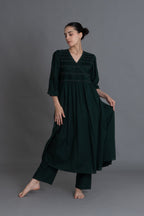 Forest Green Hand-Smocked Dress Co-ord