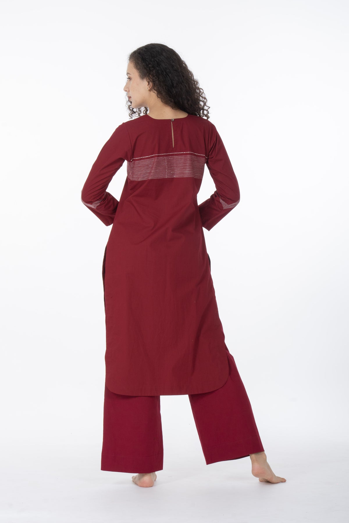 Maroon Grace Embroidery Dress Co-ord